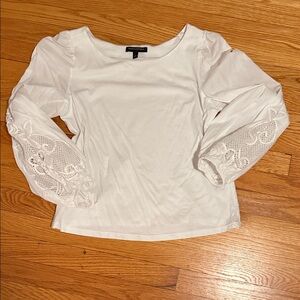 Banana republic factory boho puff balloon sleeve white blouse sz L large